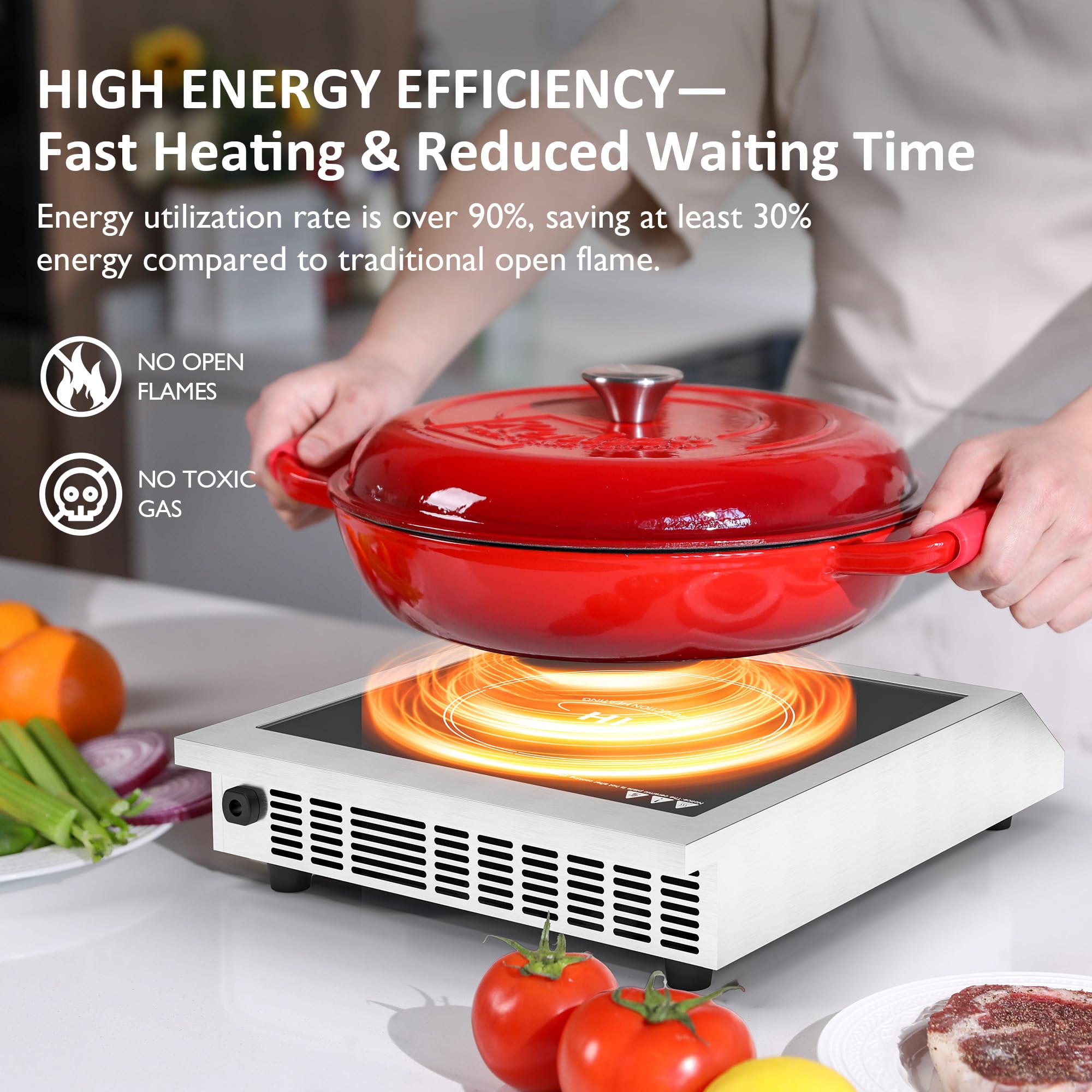 Sunvivi 1800W Portable Induction Cooktop Commercial-Grade Electric Countertop Burner