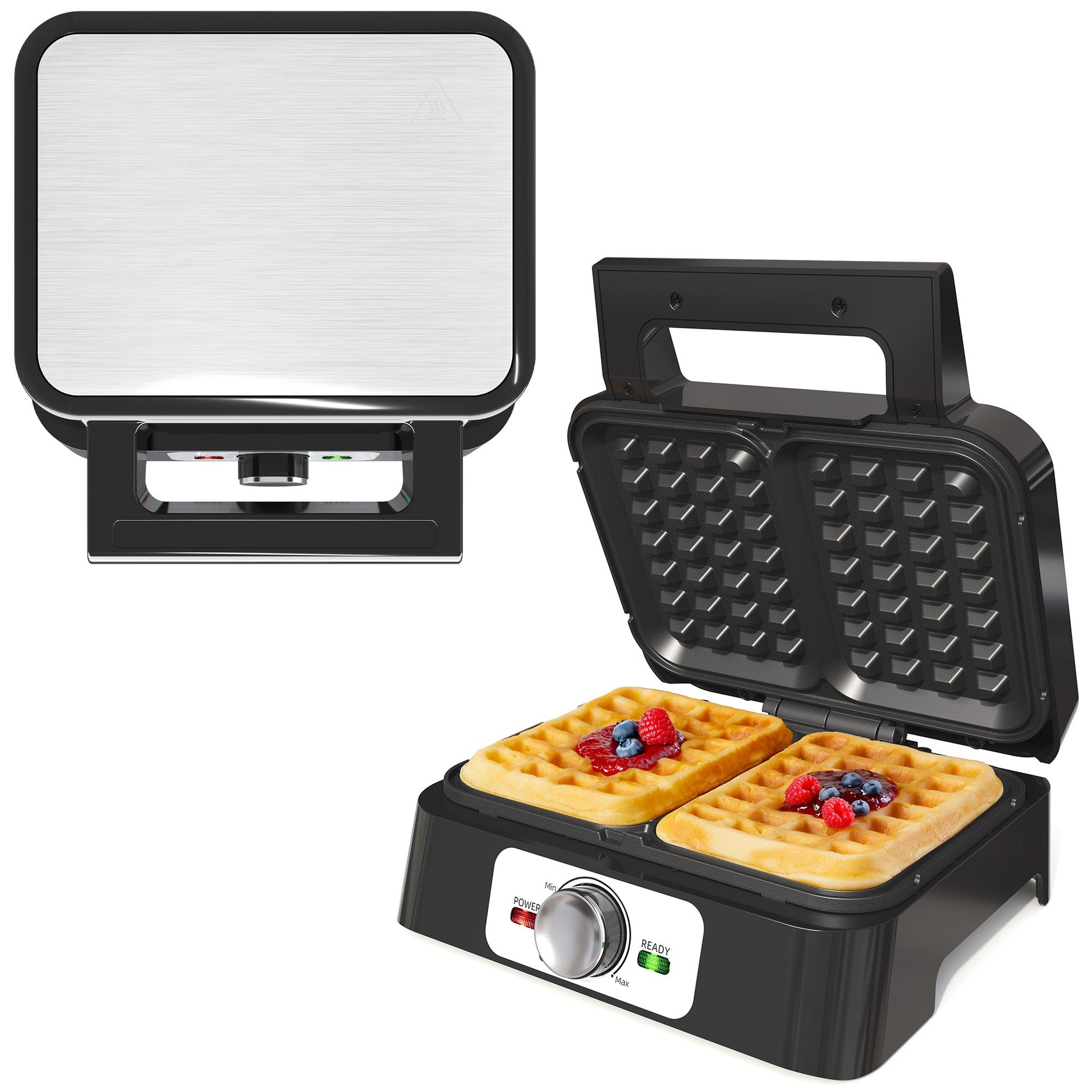Sunvivi 2 Slices Waffle Maker: Electric Waffle Iron with Adjustable Temperature Control Nonstick Waffle Machine