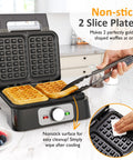Sunvivi 2 Slices Waffle Maker: Electric Waffle Iron with Adjustable Temperature Control Nonstick Waffle Machine