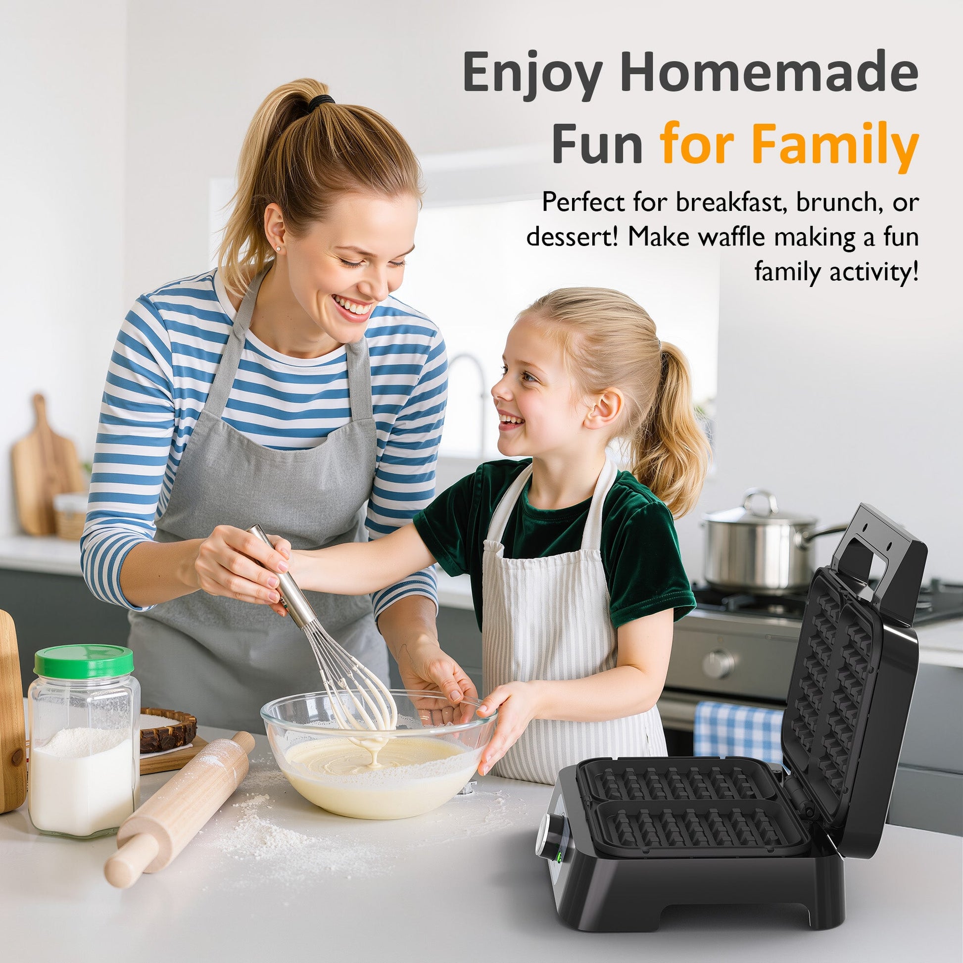 Sunvivi 2 Slices Waffle Maker: Electric Waffle Iron with Adjustable Temperature Control Nonstick Waffle Machine