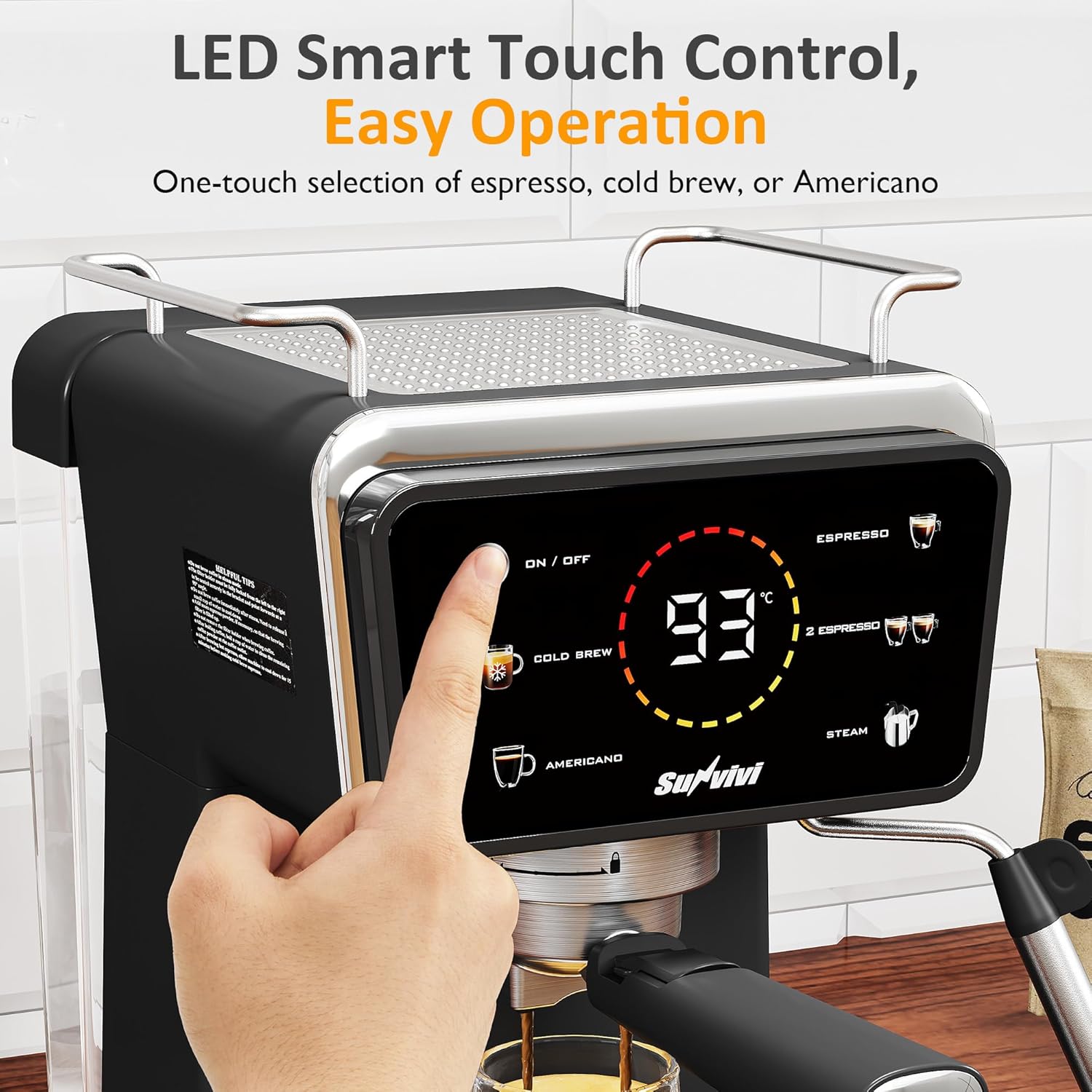 SUNVIVI 20 Bar Espresso Machine 3-in-1 Iced Coffee Maker with Milk Frother