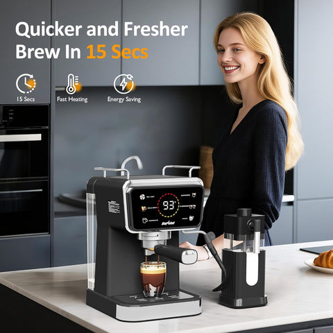 SUNVIVI 20 Bar Espresso Machine 3-in-1 Iced Coffee Maker with Milk Frother