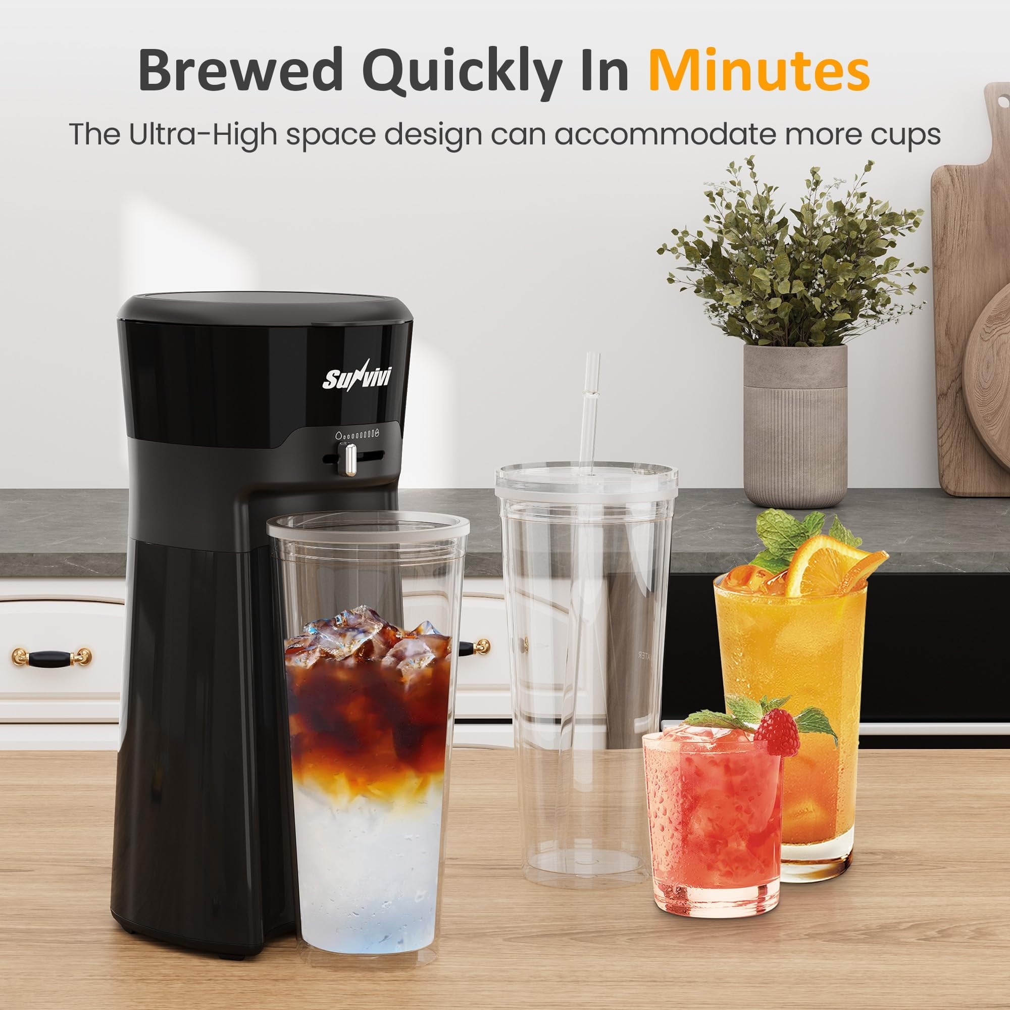 Sunvivi 20 Oz Iced Coffee Maker for Ground Coffee Cold Brew Tea Maker - Drip Coffee Makers