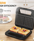 Sunvivi 3 in 1 Electric Sandwich Maker 750W Black - Electric Waffle Makers