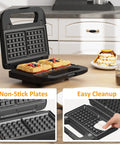 Sunvivi 3 in 1 Electric Sandwich Maker 750W Black - Electric Waffle Makers