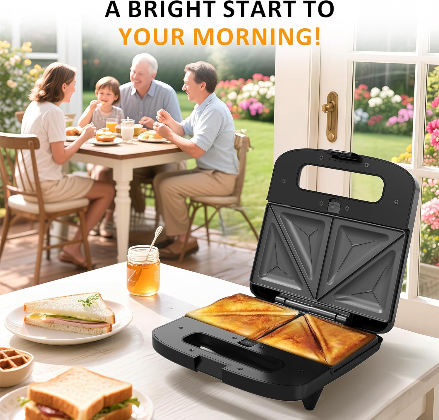 Sunvivi 3 in 1 Electric Sandwich Maker: Panini Press Grill and Waffle Iron Set