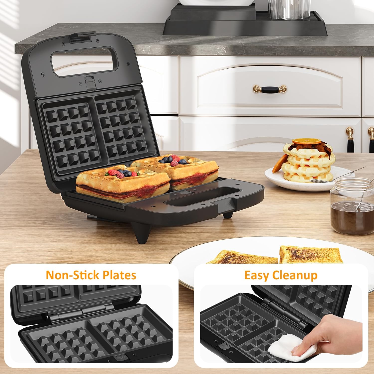 Sunvivi 3 in 1 Electric Sandwich Maker: Panini Press Grill and Waffle Iron Set