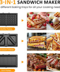 Sunvivi 3 in 1 Electric Sandwich Maker: Panini Press Grill and Waffle Iron Set