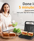 Sunvivi 3 in 1 Sandwich Maker 850W Panini Press Grill with Glass Top - Electric Waffle Makers