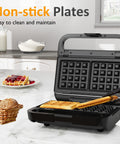 Sunvivi 3 in 1 Sandwich Maker 850W Panini Press Grill with Glass Top - Electric Waffle Makers