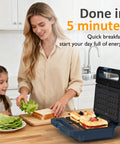 Sunvivi 3 in 1 Sandwich Maker Electric Waffle Maker with Removable Non-stick Plates 1000W Panini Press Grill with Glass