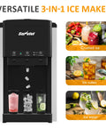 Sunvivi 3 in1 Water Dispenser with Ice Maker Ice Crushing & Ice Water Nugget Ice Maker Countertop 44lbs in24Hrs 12 Ice