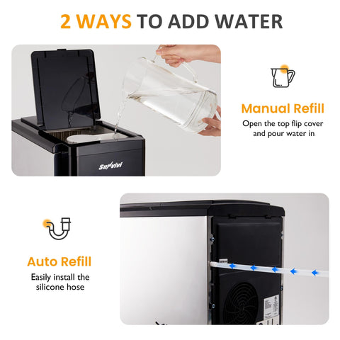 Sunvivi 3 in1 Water Dispenser with Ice Maker Ice Crushing & Ice Water Nugget Ice Maker Countertop 44lbs in24Hrs 12 Ice