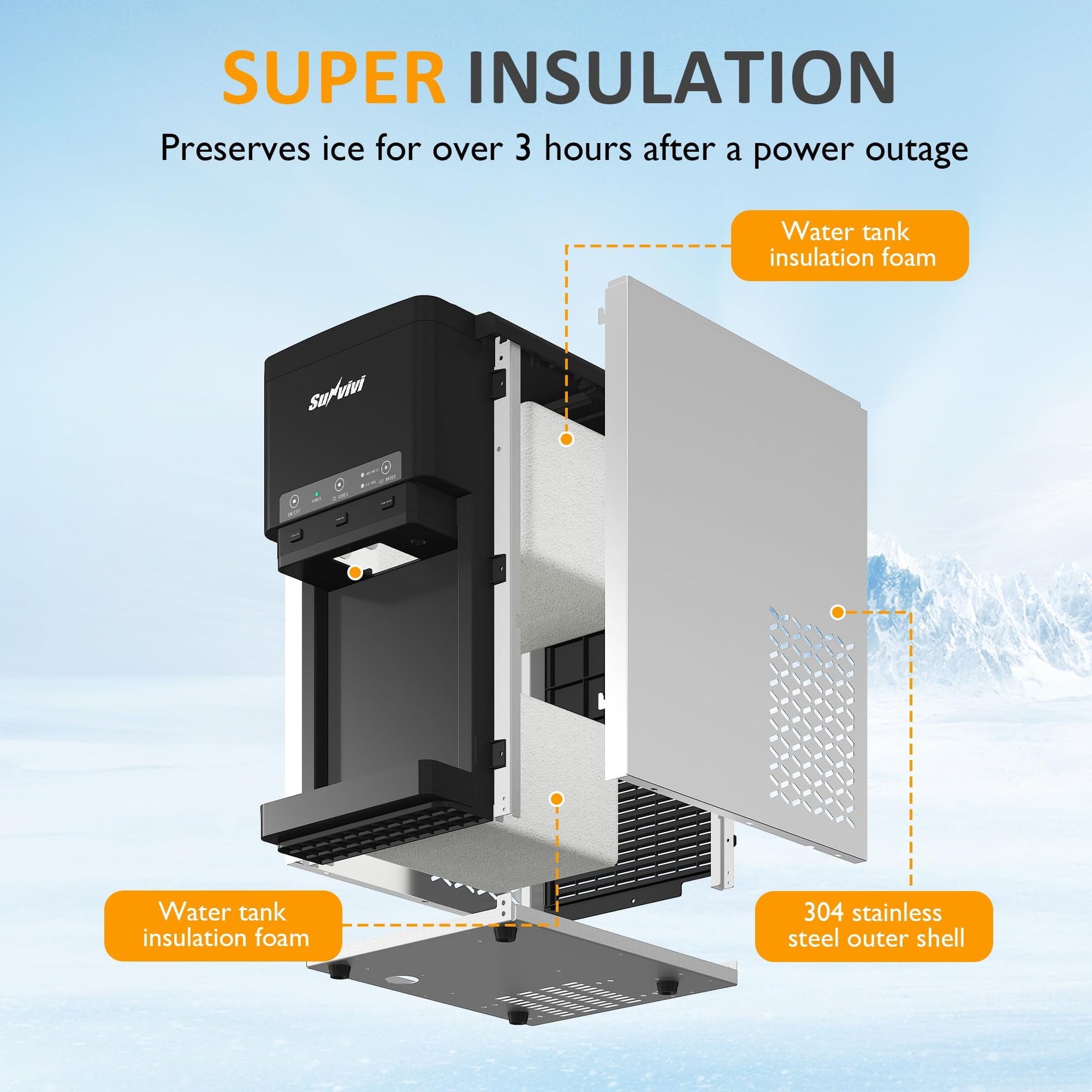 Sunvivi 3 in1 Water Dispenser with Ice Maker Ice Crushing & Ice Water Nugget Ice Maker Countertop 44lbs in24Hrs 12 Ice