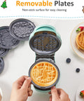 Sunvivi 4?¡¥?¡¥ Mini Waffle Maker: 6 in 1 Waffle Iron with 6PC Nonstick Removable Plates Set (Santa Claus Christmas Tree