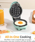 Sunvivi 4?¡¥?¡¥ Mini Waffle Maker: 6 in 1 Waffle Iron with 6PC Nonstick Removable Plates Set (Santa Claus Christmas Tree
