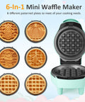 Sunvivi 4?¡¥?¡¥ Mini Waffle Maker: 6 in 1 Waffle Iron with 6PC Nonstick Removable Plates Set (Santa Claus Christmas Tree