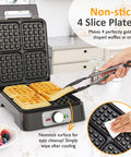 Sunvivi 4 Slices Waffle Maker: Electric Waffle Iron with Adjustable Temperature Control Nonstick Waffle Machine