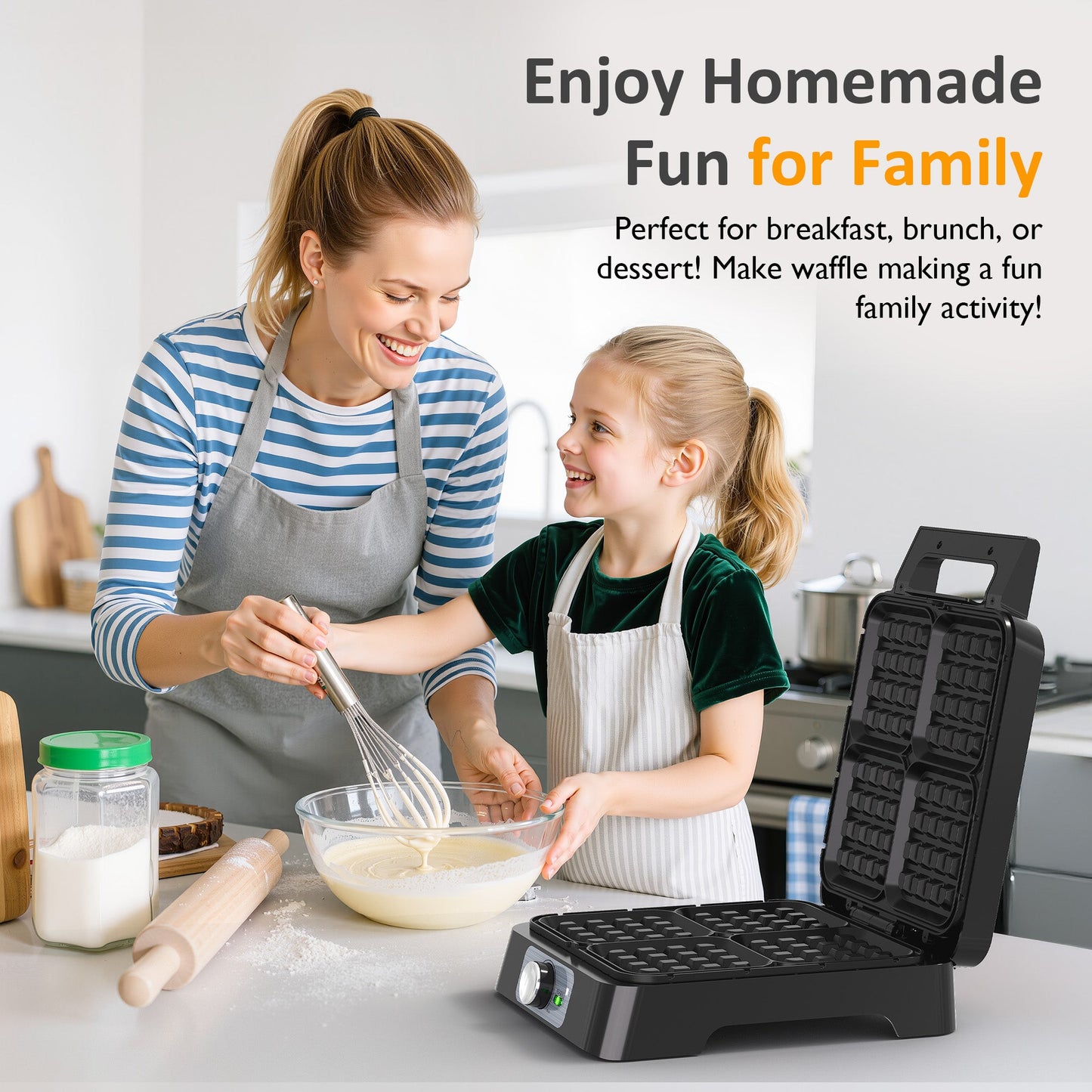 Sunvivi 4 Slices Waffle Maker: Electric Waffle Iron with Adjustable Temperature Control Nonstick Waffle Machine