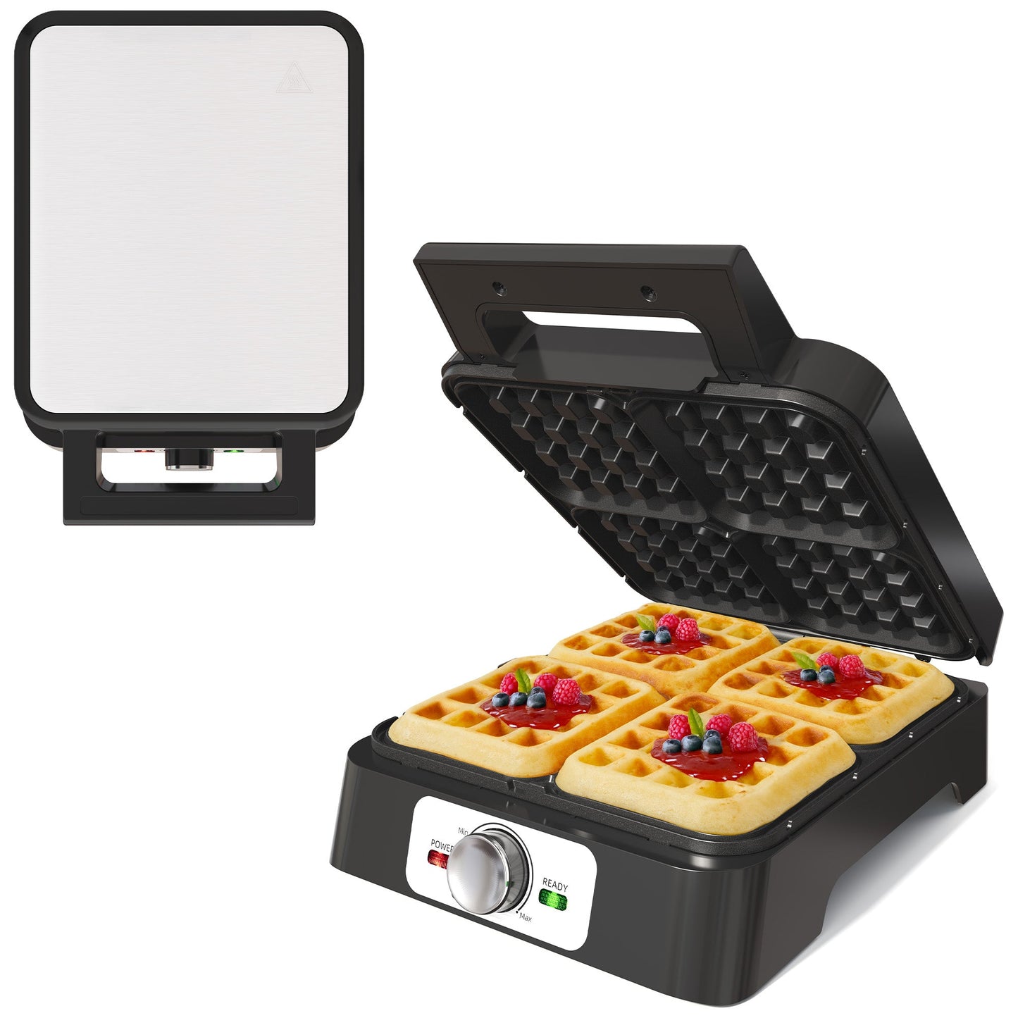 Sunvivi 4 Slices Waffle Maker: Electric Waffle Iron with Adjustable Temperature Control Nonstick Waffle Machine