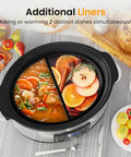 Sunvivi 6 Quart Programmable Slow Cooker with 2 in 1 Silicone Liners - Slow Cookers