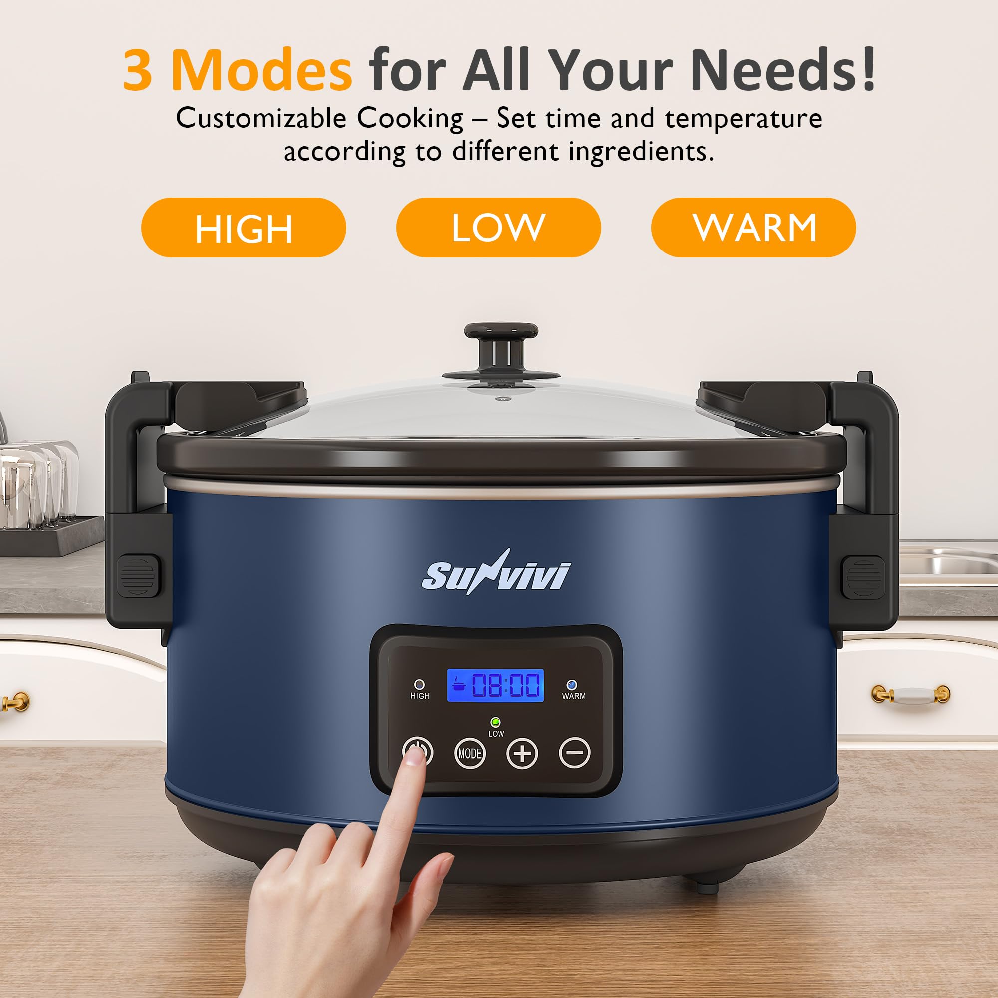 Sunvivi 8.5 Quart Programmable Slow Cooker