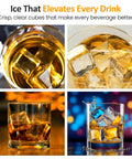 Sunvivi Clear Ice Maker Compact Countertop Ice Machine 1.6?¡¥?¡¥ Square Ice Cubes Fast 10-Min Ice Production