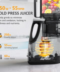 Sunvivi Cold Press Juicer with 5.9?¡¥?¡¥ Wide Feed Chute 250W Slow Juicer Machines Fit Whole Vegetables & Fruits - Single