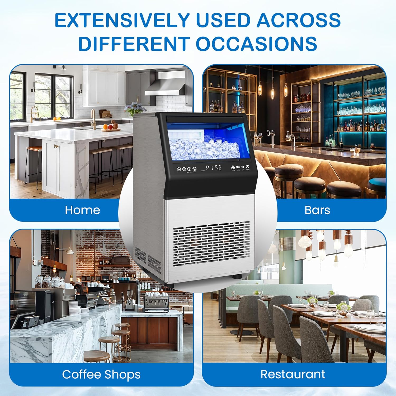 Sunvivi Commercial Cube Ice Maker ¡§C 88-110 lbs/24H 8-15 Min Fast Ice