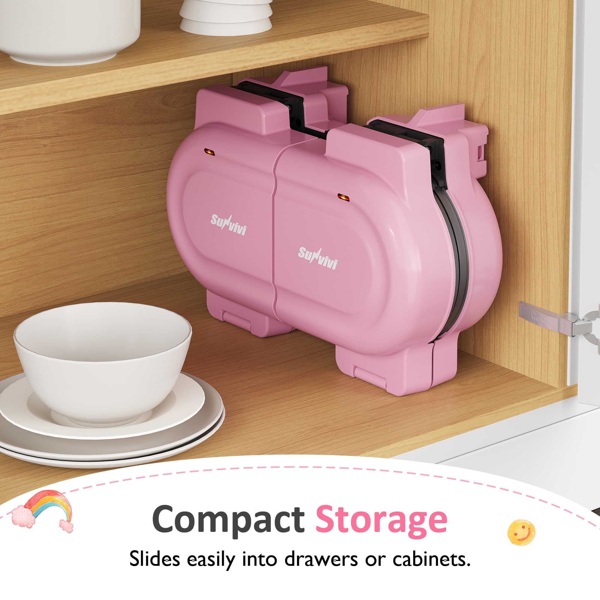 Sunvivi Double Belgian Waffle Maker with Dual Removable Nonstick Plates