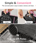 Sunvivi Double Belgian Waffle Maker with Dual Removable Nonstick Plates