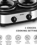 Sunvivi Dual Pot Slow Cooker 2*1.25 QT