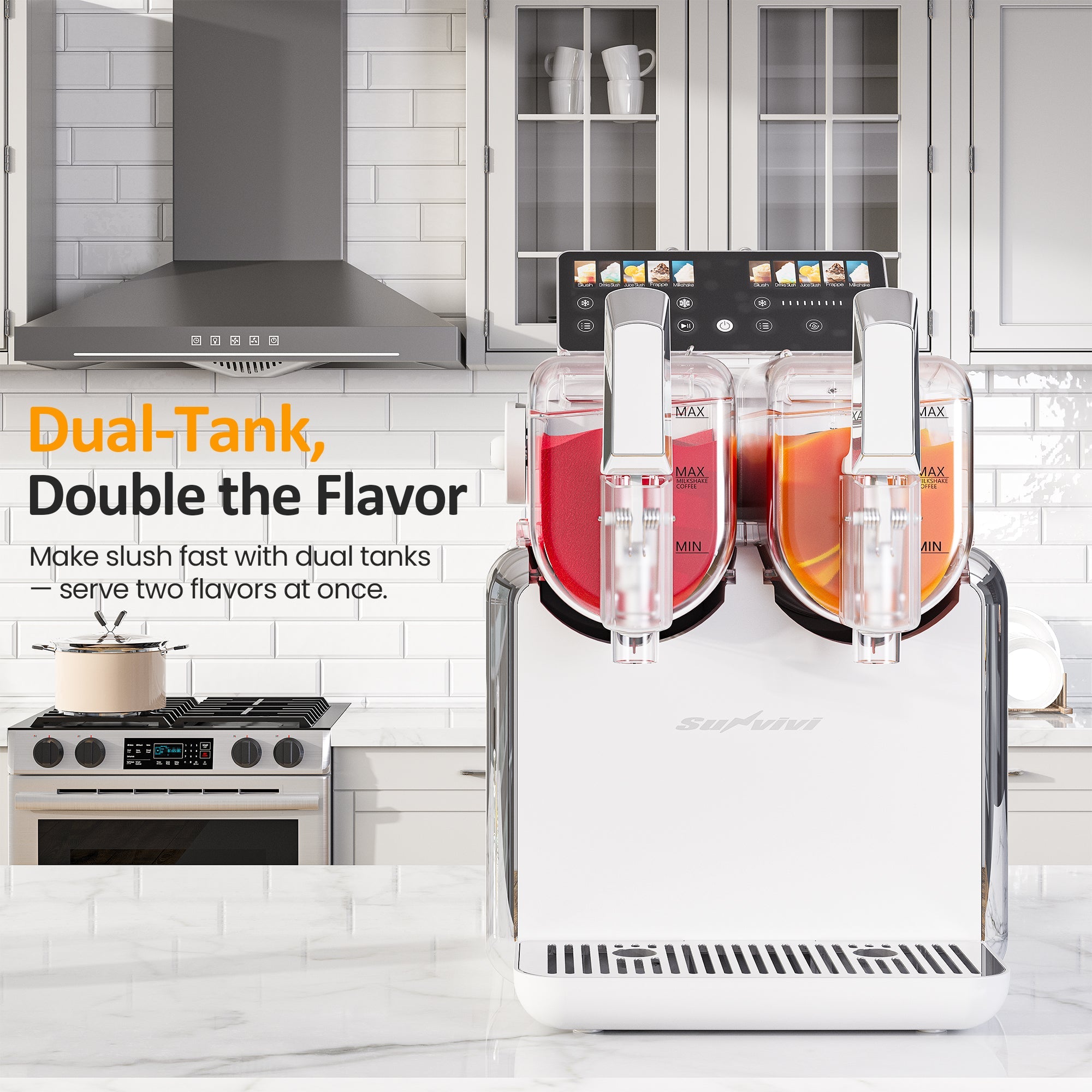 Sunvivi Dual-Tank Slushie Machine for Home: 169oz Frozen Drink Maker with Rapid Chill Technology