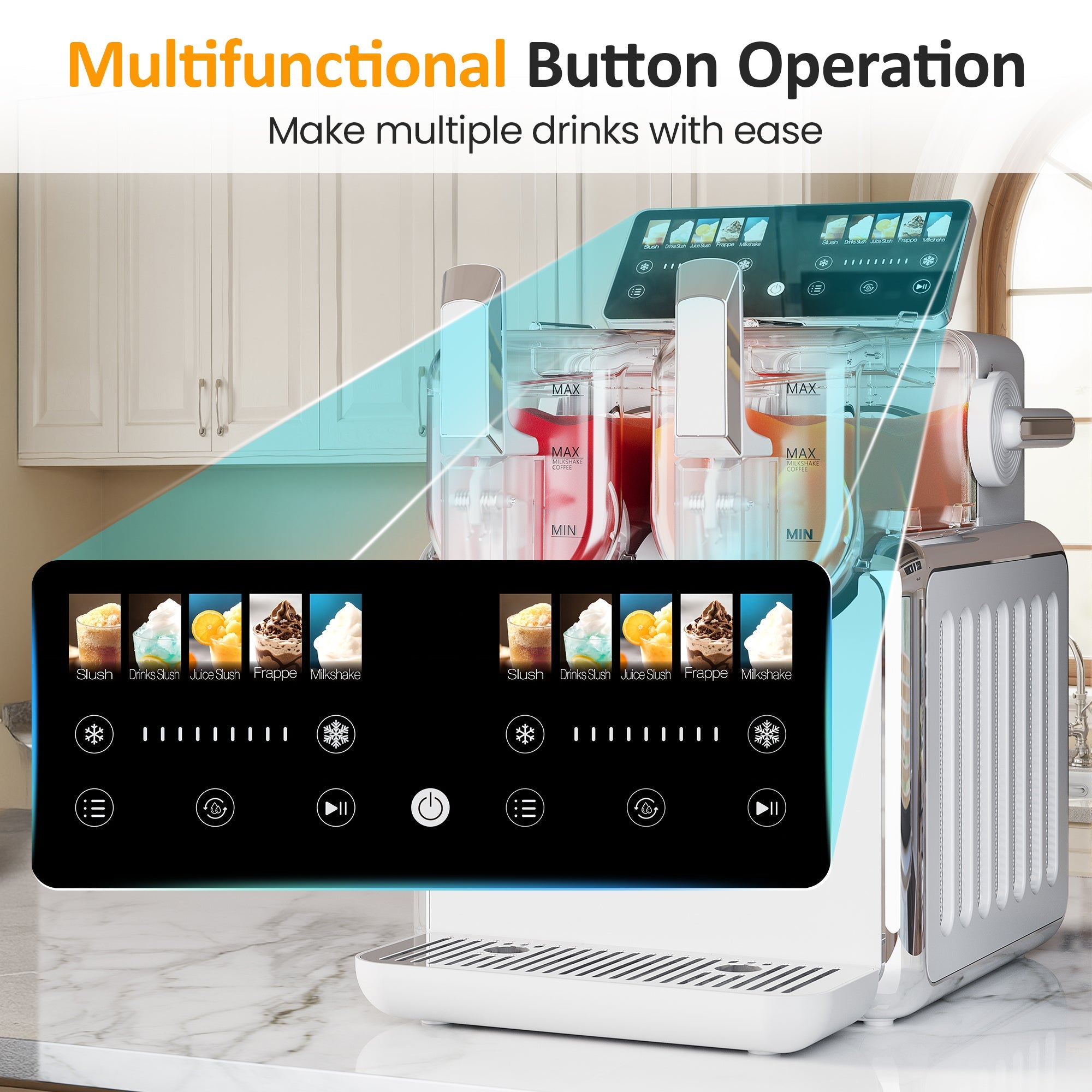 Sunvivi Dual-Tank Slushie Machine for Home: 169oz Frozen Drink Maker with Rapid Chill Technology