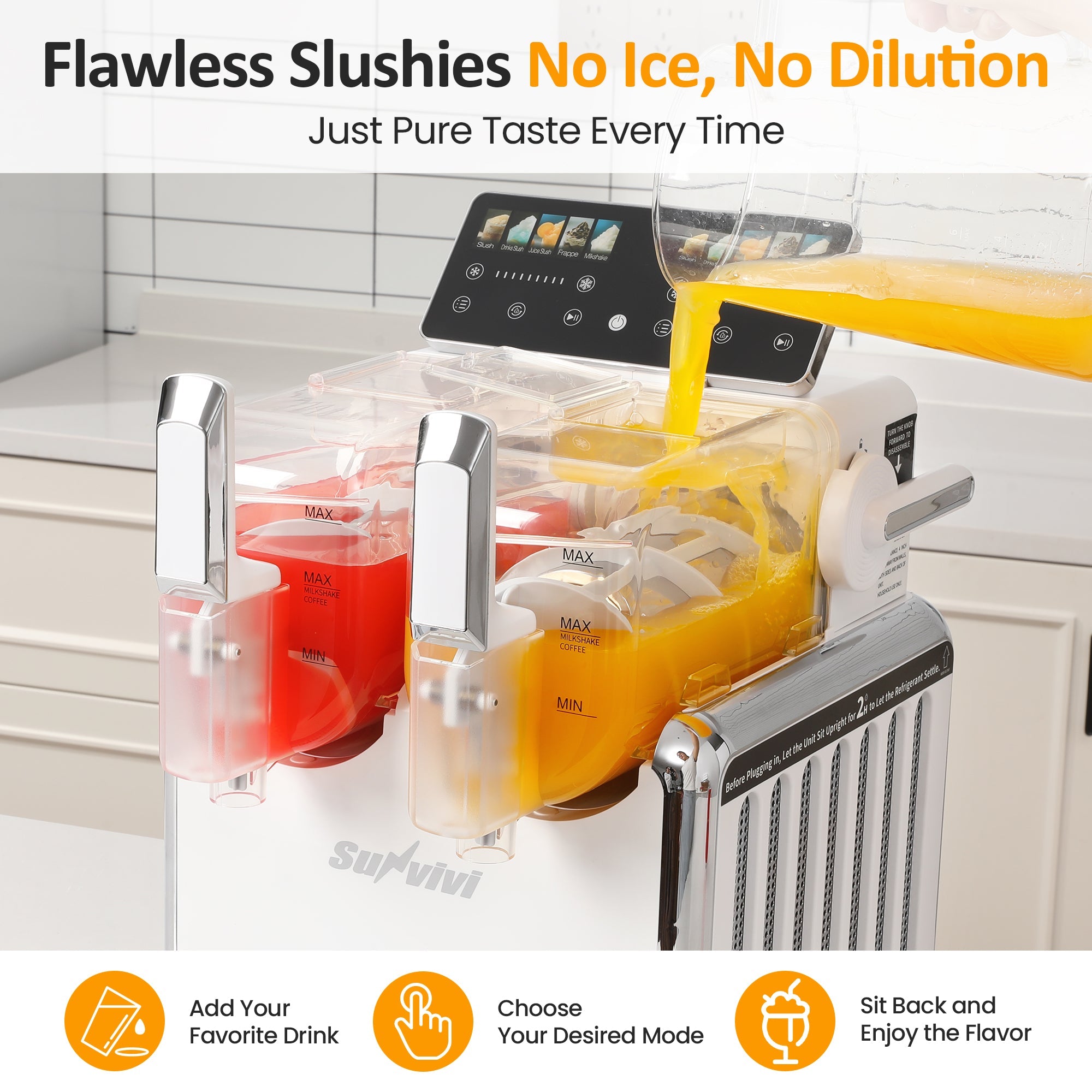 Sunvivi Dual-Tank Slushie Machine for Home: 169oz Frozen Drink Maker with Rapid Chill Technology