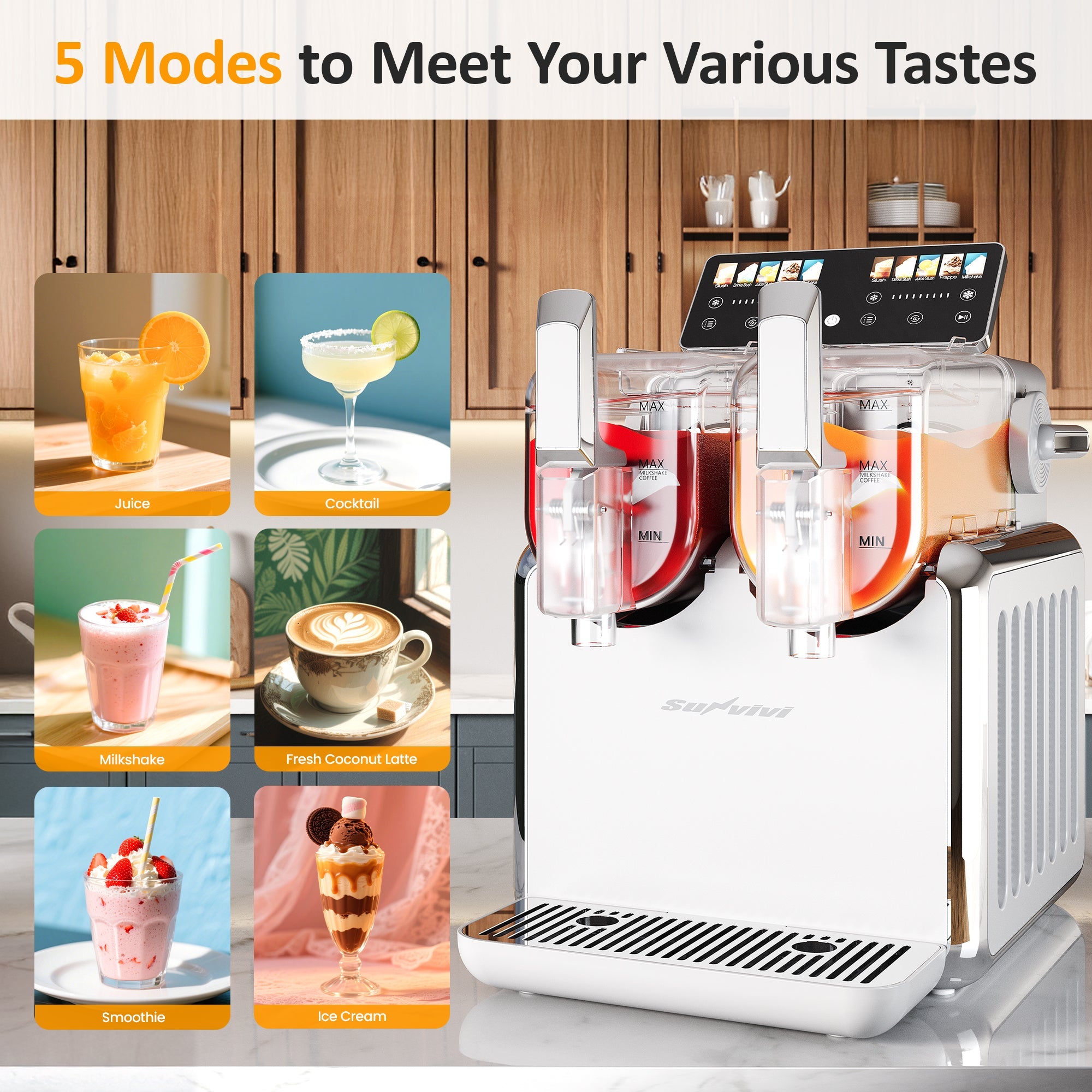 Sunvivi Dual-Tank Slushie Machine for Home: 169oz Frozen Drink Maker with Rapid Chill Technology