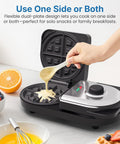 Sunvivi Dual Waffle Maker: Heart Waffle & Classic Waffle Iron with 2 Adjustable Temp Knobs