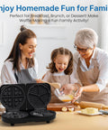 Sunvivi Dual Waffle Maker: Heart Waffle & Classic Waffle Iron with 2 Adjustable Temp Knobs