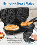 Sunvivi Dual Waffle Maker: Heart Waffle & Classic Waffle Iron with 2 Adjustable Temp Knobs