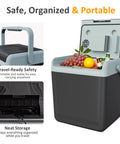Sunvivi Electric Cooler & Warmer with Handle 25QT Portable Thermoelectric Car Refrigerator Dual Cooling & Heating 12V