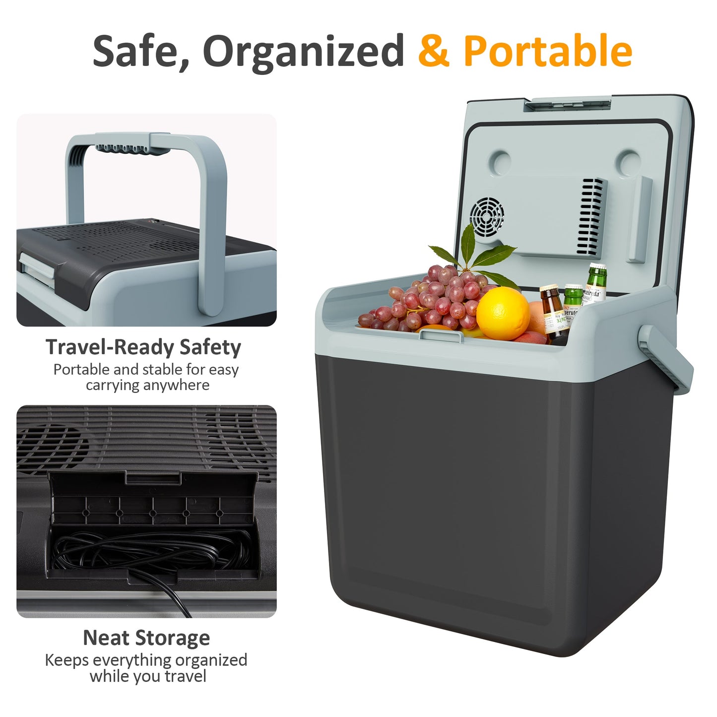 Sunvivi Electric Cooler & Warmer with Handle 25QT Portable Thermoelectric Car Refrigerator Dual Cooling & Heating 12V