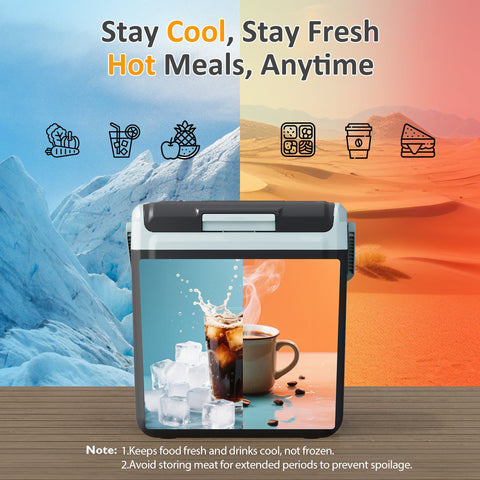 Sunvivi Electric Cooler & Warmer with Handle 25QT Portable Thermoelectric Car Refrigerator Dual Cooling & Heating 12V