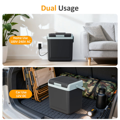 Sunvivi Electric Cooler & Warmer with Handle 25QT Portable Thermoelectric Car Refrigerator Dual Cooling & Heating 12V