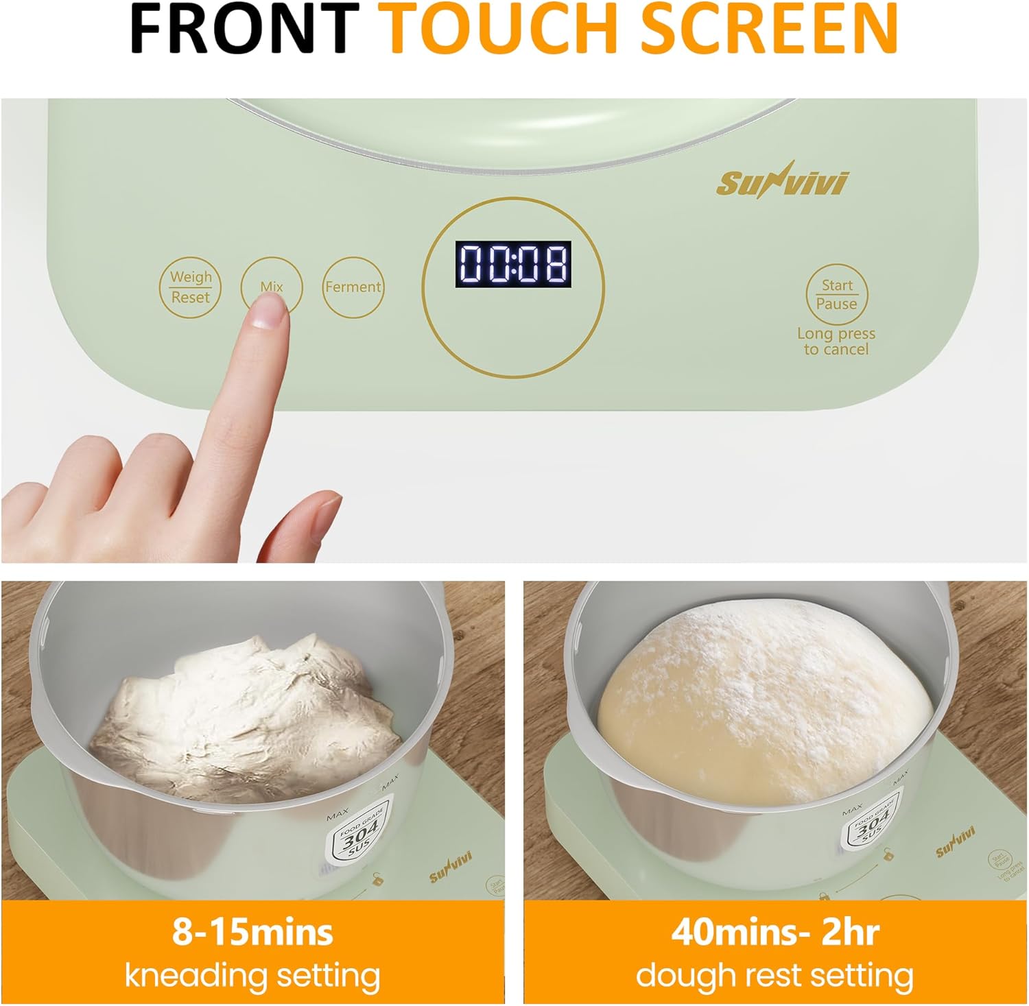 Sunvivi Electric Dough Maker with Weighing Function,5.2QT Dough Mixer