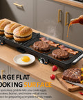 Sunvivi Electric Griddle Flat Grill: Indoor Grill with 2 Adjustable Temp Knobs Nonstick Cooking Plate Large Grill Pan