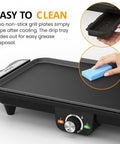 Sunvivi Electric Griddle Flat Grill: Indoor Grill with 2 Adjustable Temp Knobs Nonstick Cooking Plate Large Grill Pan