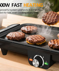 Sunvivi Electric Griddle Flat Grill: Indoor Grill with 2 Adjustable Temp Knobs Nonstick Cooking Plate Large Grill Pan
