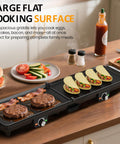 Sunvivi Electric Griddle Flat Grill: Indoor Grill with 2 Adjustable Temp Knobs Nonstick Cooking Plate Large Grill Pan