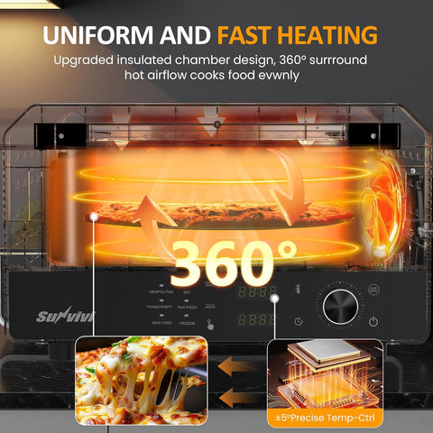Sunvivi Electric Indoor Pizza Oven: Countertop Pizza Maker with 6 Presets