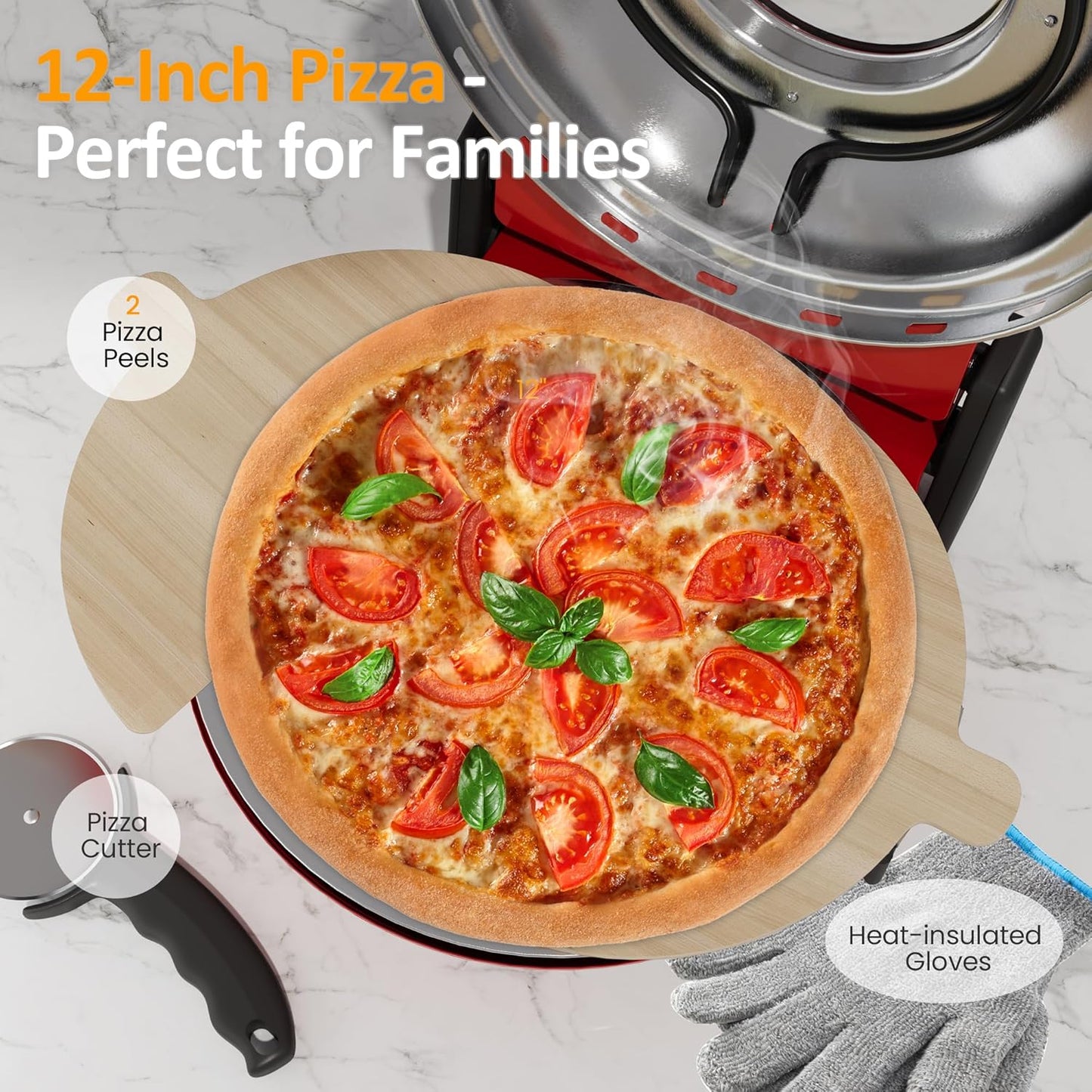 Sunvivi Electric Indoor Pizza Oven: Countertop Pizza Maker with Temp Control Knob Heats up to 770¡§H Portable Pizza